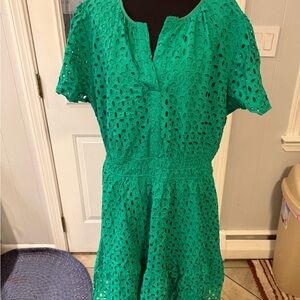 Elegant Green Eyelet Dress